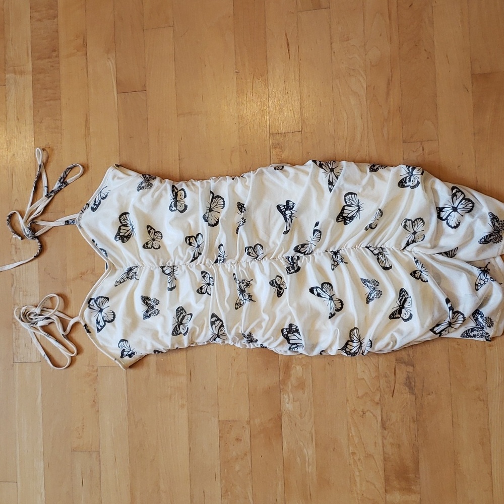 Shein butterfly shirred mini dress